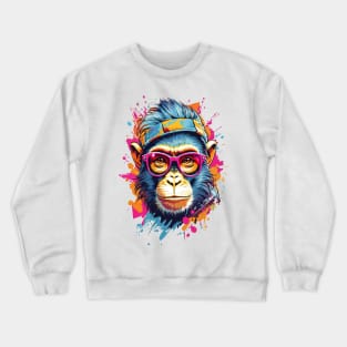 Cool Monkey in Glasses Crewneck Sweatshirt